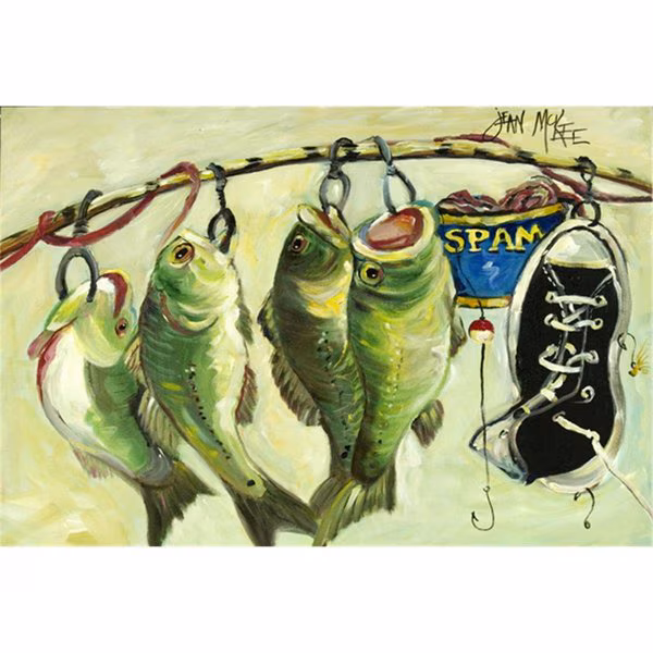 Recession Food Fish Caught With Spam Fabric Placemat